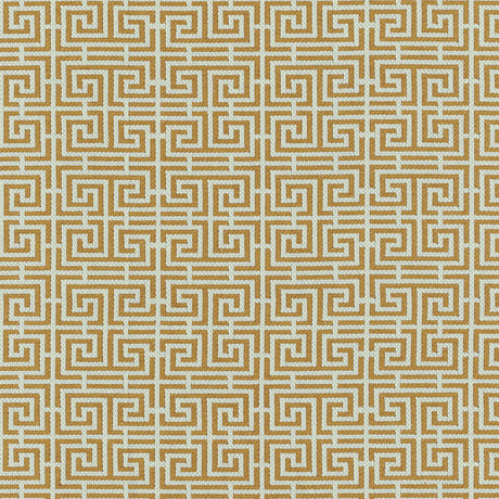 Schumacher 54954 CHINOIS FRET in TOBACCO / AQUA Fabric - ESS