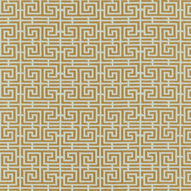Schumacher 54954 CHINOIS FRET in TOBACCO / AQUA Fabric - ESS