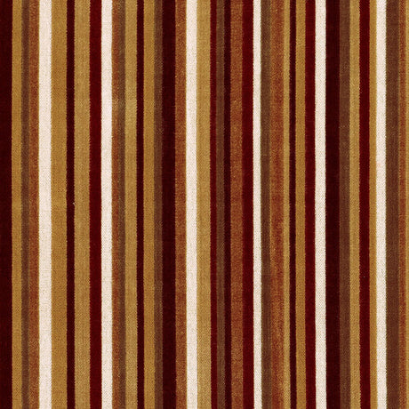 Schumacher Syncopated Velvet Stripe Bronze / Wine Fabric - Eade's Wallpaper