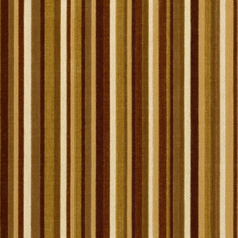Schumacher Syncopated Velvet Stripe Chamois / Mink Fabric - Eade's Wallpaper