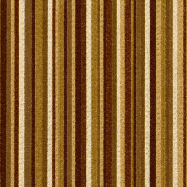 Schumacher Syncopated Velvet Stripe Chamois / Mink Fabric - Eade's Wallpaper