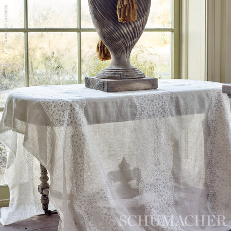 Schumacher 55421 ALECON EMBROIDERED SHEER in NATURAL Fabric 