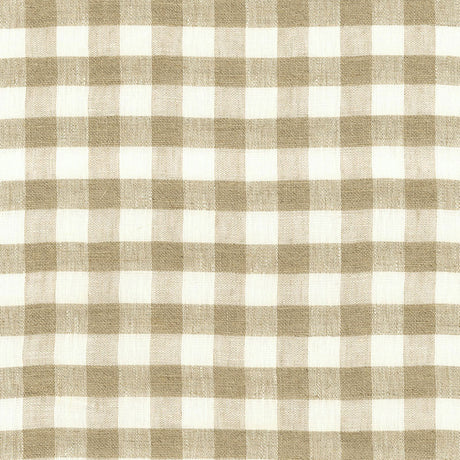 Schumacher Sidney Check Linen Sheer Natural Fabric - Eade's Wallpaper