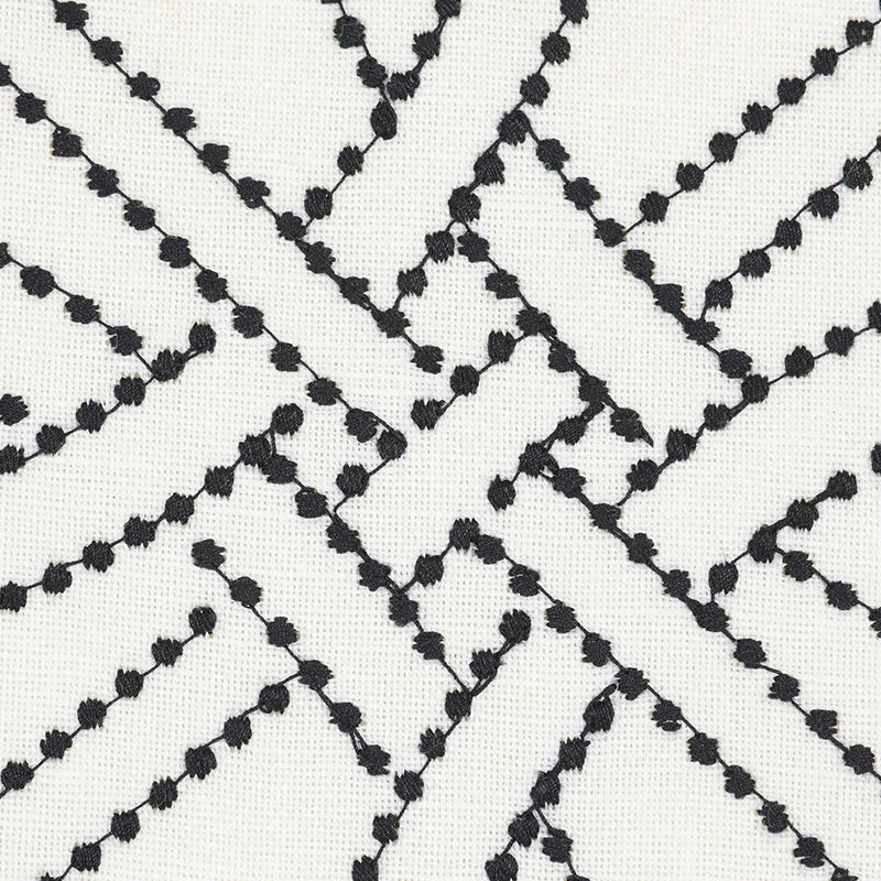 Schumacher Durance Embroidery Black & White Fabric