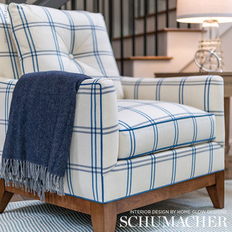 Schumacher Luberon Plaid Indigo Fabric - Eade's Wallpaper