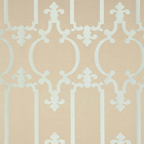 Schumacher Ornamental Silk Silvered Aqua Fabric - Eade's Wallpaper