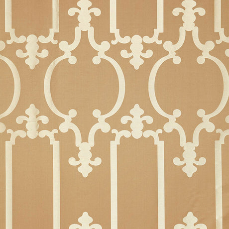 Schumacher Ornamental Silk Taupe Fabric - Eade's Wallpaper