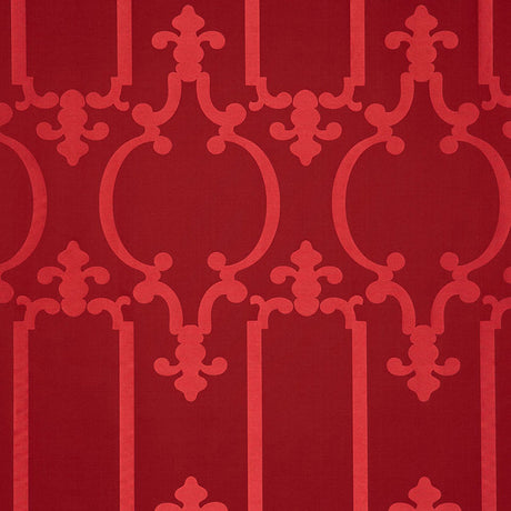 Schumacher Ornamental Silk Ruby Lacquer Fabric - Eade's Wallpaper