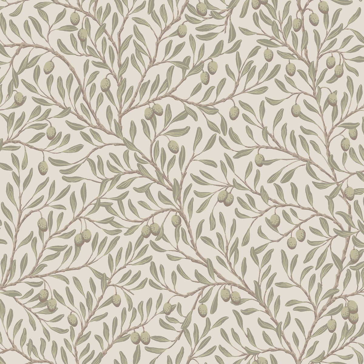 Schumacher 5705 OLIVTRÃ„D in LEAF AND IVORY Wallpaper - BORÃ