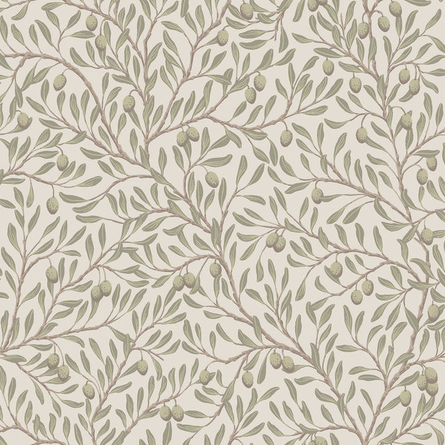 Schumacher 5705 OLIVTRÃ„D in LEAF AND IVORY Wallpaper - BORÃ