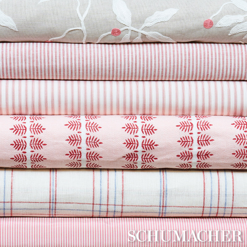 Schumacher 60924 CHAREE SILK STRIPE in RED Fabric - NEW TRAD