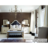 Schumacher Thayer Matelassé Linen Espresso Fabric - Eade's Wallpaper