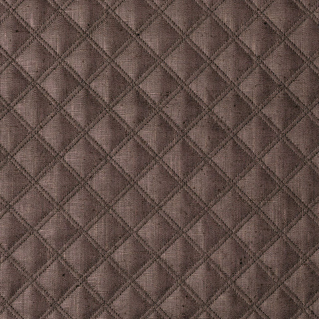Schumacher Thayer Matelassé Linen Espresso Fabric - Eade's Wallpaper