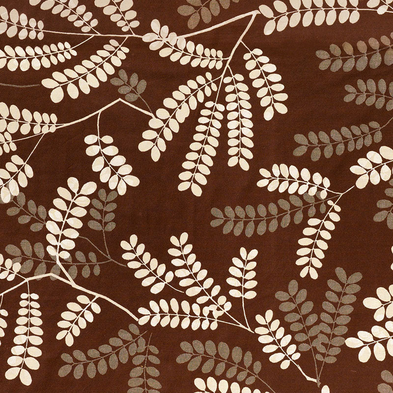 Schumacher Locust Leaves Bark Fabric - Eade's Wallpaper