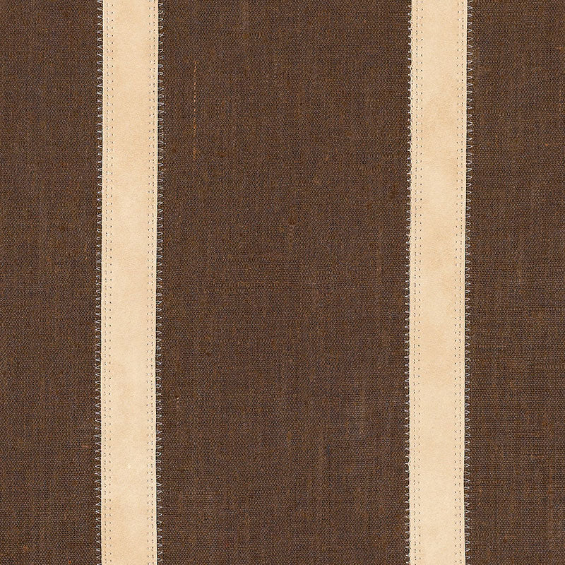 Schumacher Leather Stripe Cocoa Fabric - Eade's Wallpaper