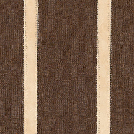 Schumacher Leather Stripe Cocoa Fabric - Eade's Wallpaper