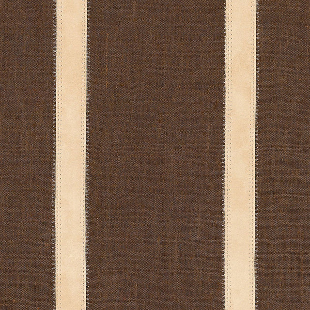 Schumacher Leather Stripe Cocoa Fabric - Eade's Wallpaper