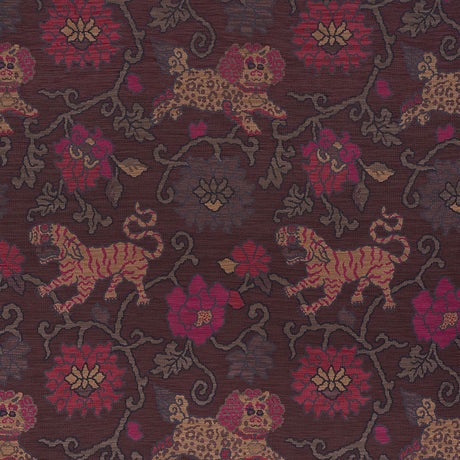 Schumacher Khotan Weave Aubergine Fabric - Eade's Wallpaper