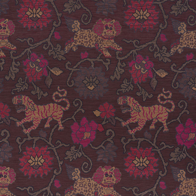 Schumacher Khotan Weave Aubergine Fabric - Eade's Wallpaper