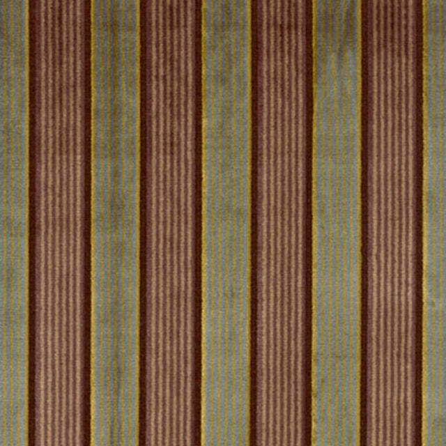 Schumacher Lynton Velvet Stripe Black Plum Fabric - Eade's Wallpaper