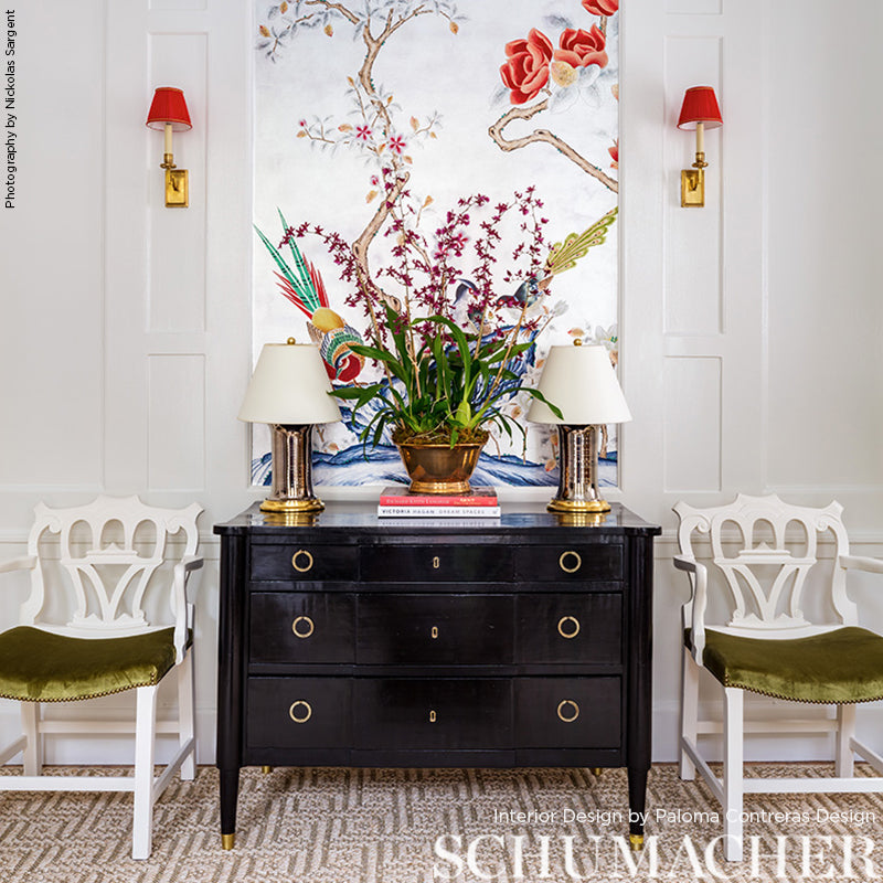 Schumacher Venetian Silk Velvet Olivine Fabric - Eade's Wallpaper