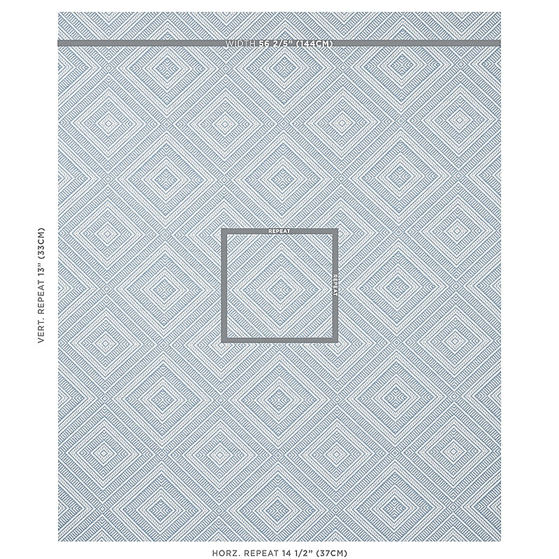 Schumacher Tortola Indoor/Outdoor Sky Fabric - Eade's Wallpaper