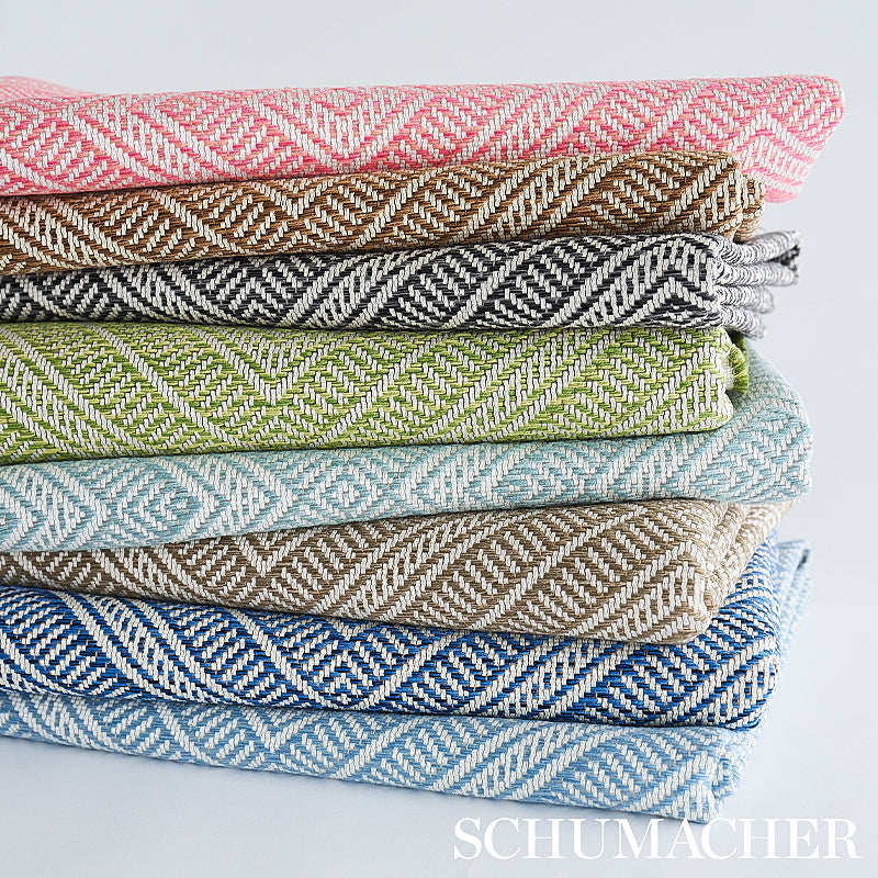 Schumacher Tortola Indoor/Outdoor Sky Fabric - Eade's Wallpaper