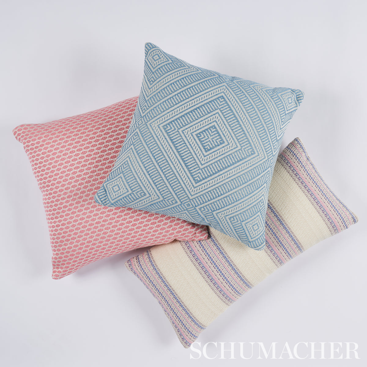 Schumacher Tortola Indoor/Outdoor Sky Fabric - Eade's Wallpaper