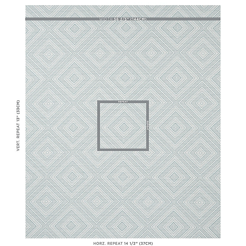 Schumacher Tortola Indoor/Outdoor Aqua Fabric - Eade's Wallpaper