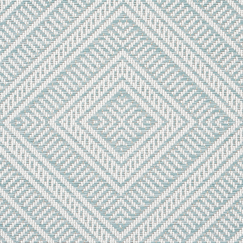 Schumacher Tortola Indoor/Outdoor Aqua Fabric - Eade's Wallpaper