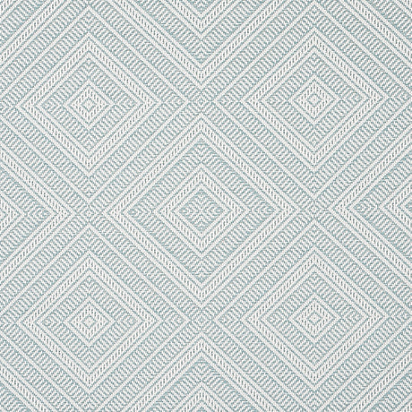 Schumacher Tortola Indoor/Outdoor Aqua Fabric - Eade's Wallpaper