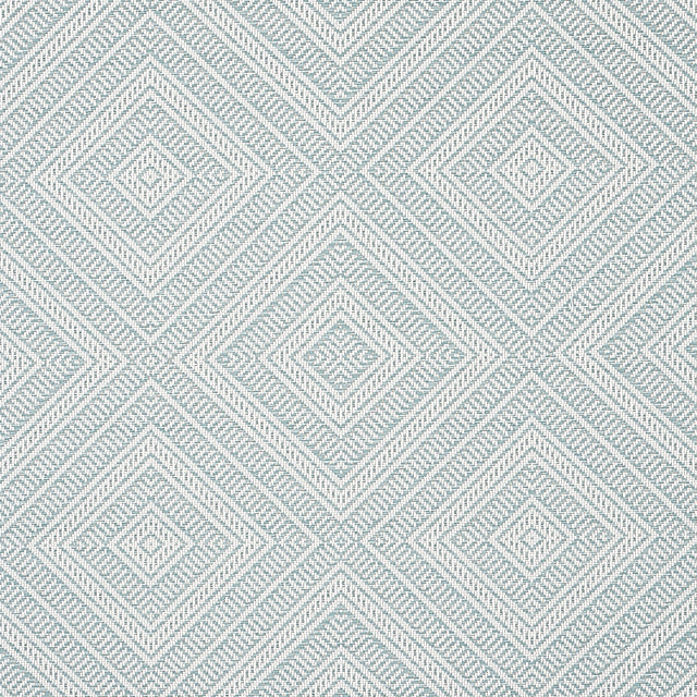 Schumacher Tortola Indoor/Outdoor Aqua Fabric - Eade's Wallpaper