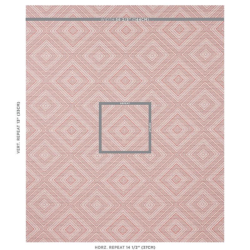 Schumacher Tortola Indoor/Outdoor Coral Fabric - Eade's Wallpaper