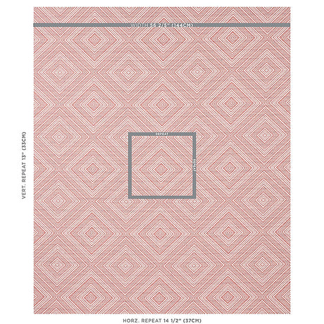 Schumacher Tortola Indoor/Outdoor Coral Fabric - Eade's Wallpaper