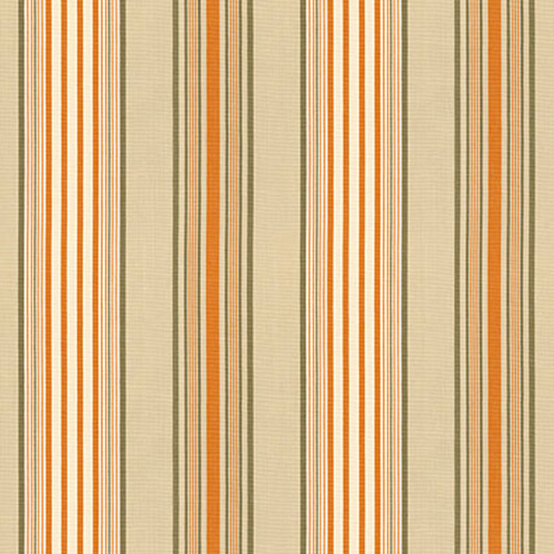 Schumacher Saratoga Cotton Stripe Beige / Mocha / Pumpkin Fabric - Eade's Wallpaper