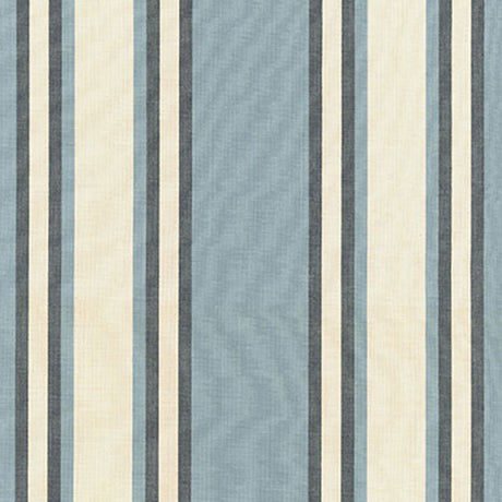Schumacher Seneca Cotton Stripe Chambray/ Indigo Fabric - Eade's Wallpaper