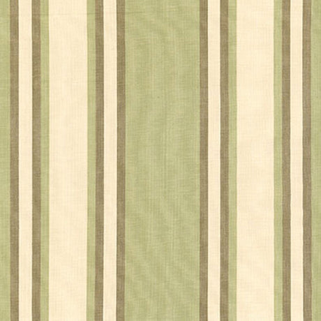Schumacher Seneca Cotton Stripe Green Tea/Mocha Fabric - Eade's Wallpaper