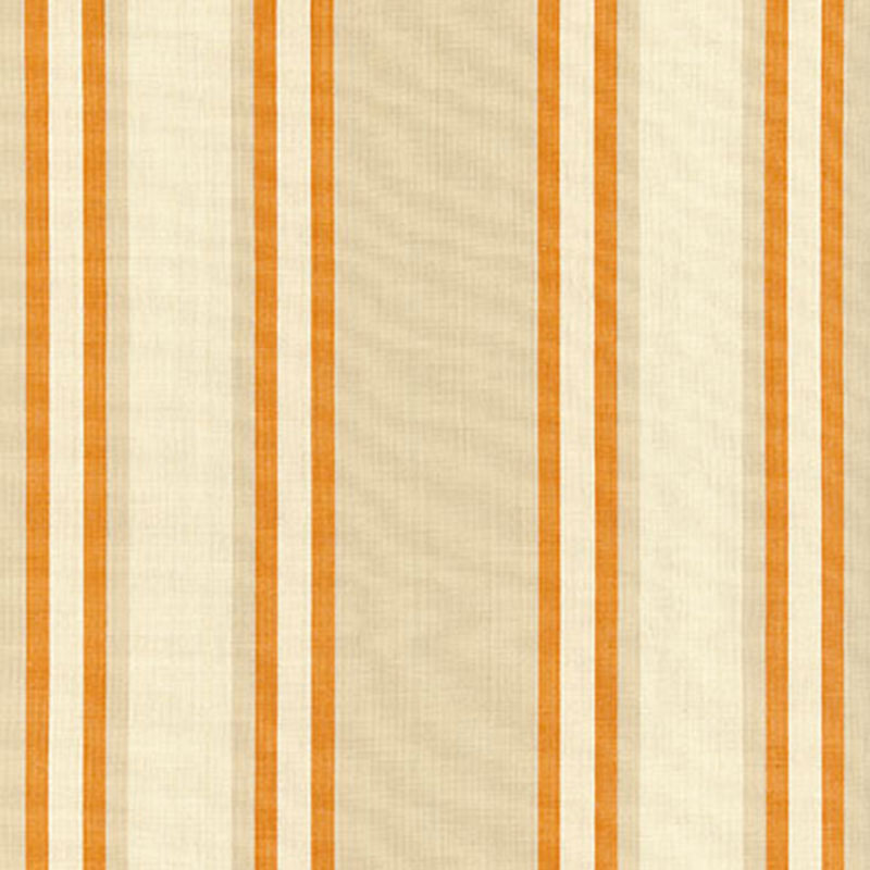 Schumacher Seneca Cotton Stripe Beige/Pumpkin Fabric - Eade's Wallpaper