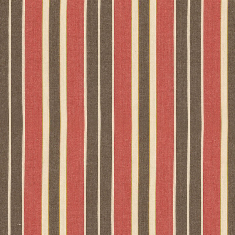 Schumacher 62994 BEACON COTTON STRIPE in RED/JAVA/BEIGE Fabr