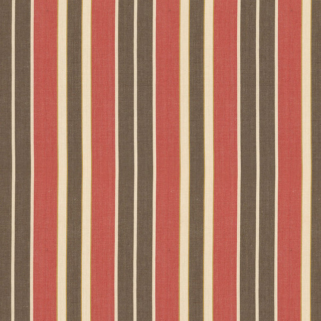 Schumacher 62994 BEACON COTTON STRIPE in RED/JAVA/BEIGE Fabr