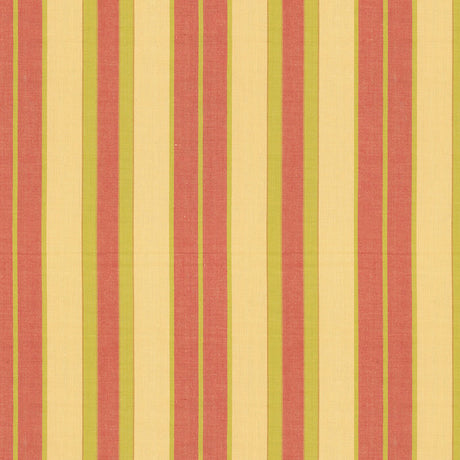 Schumacher 62996 BEACON COTTON STRIPE in MAIZE/PEAR/CORAL Fa