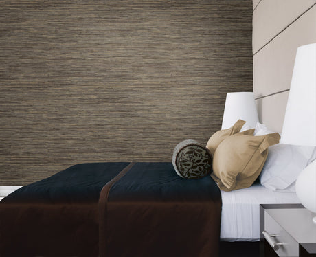 Kenneth James 63-54700 Jiao Taupe Grasscloth Wallpaper