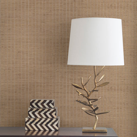 Kenneth James 63-54706 Xiao Hong Light Brown Grasscloth Wallpaper