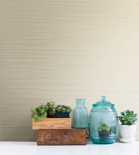 Kenneth James 63-54719 Ping Cream Grasscloth Wallpaper