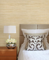 Kenneth James 63-54727 Qi Taupe Grasscloth Wallpaper