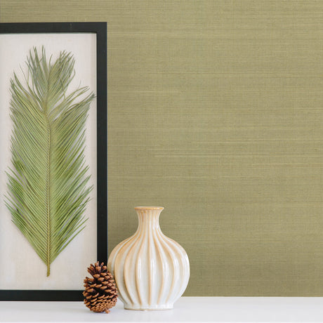 Kenneth James 63-54735 Miyo Green Grasscloth Wallpaper