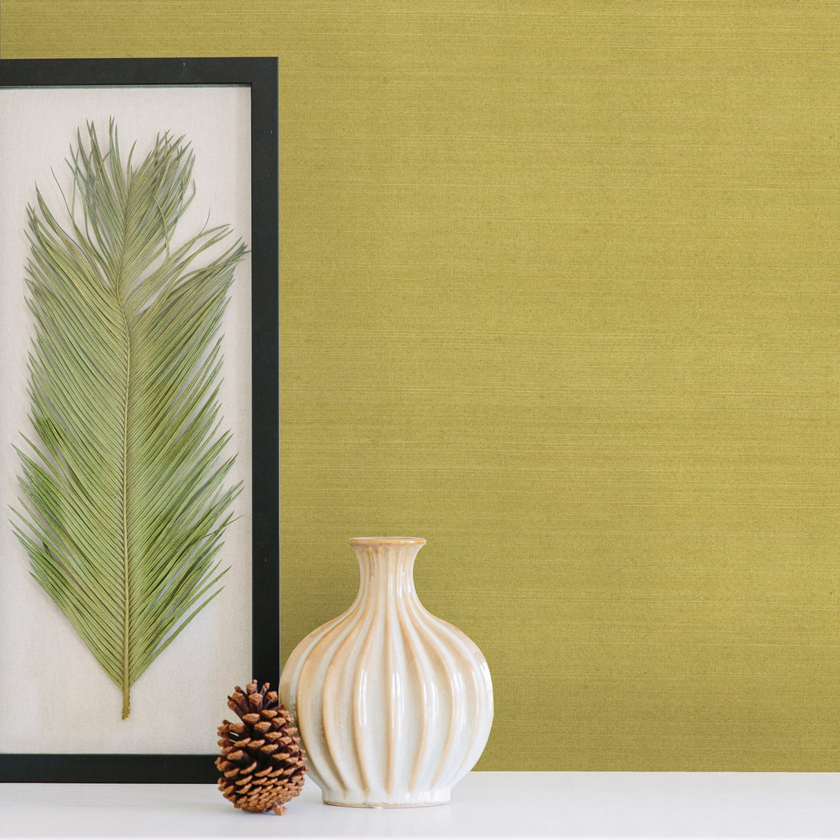 Kenneth James 63-54757 Wakumi Olive Grasscloth Wallpaper