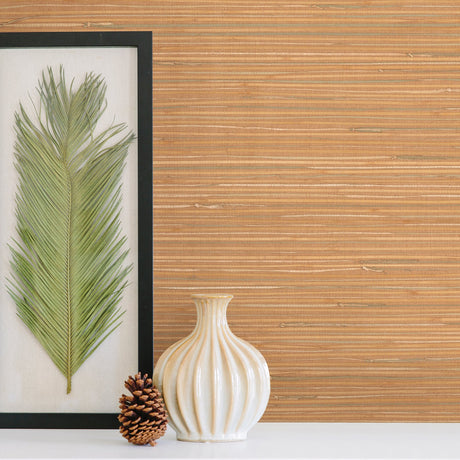 Kenneth James 63-65424 Li Na Light Brown Grasscloth Wallpaper