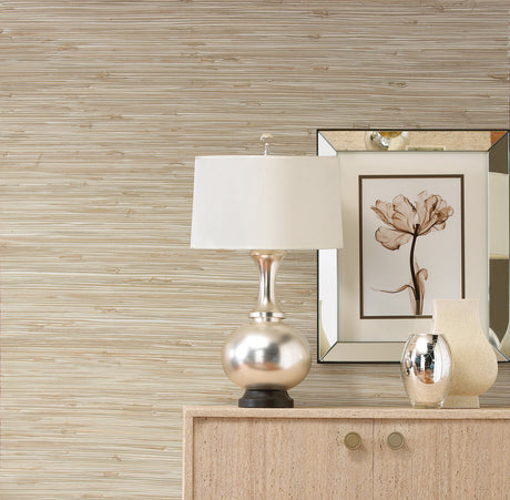Kenneth James 63-65601 Ting Taupe Grasscloth Wallpaper