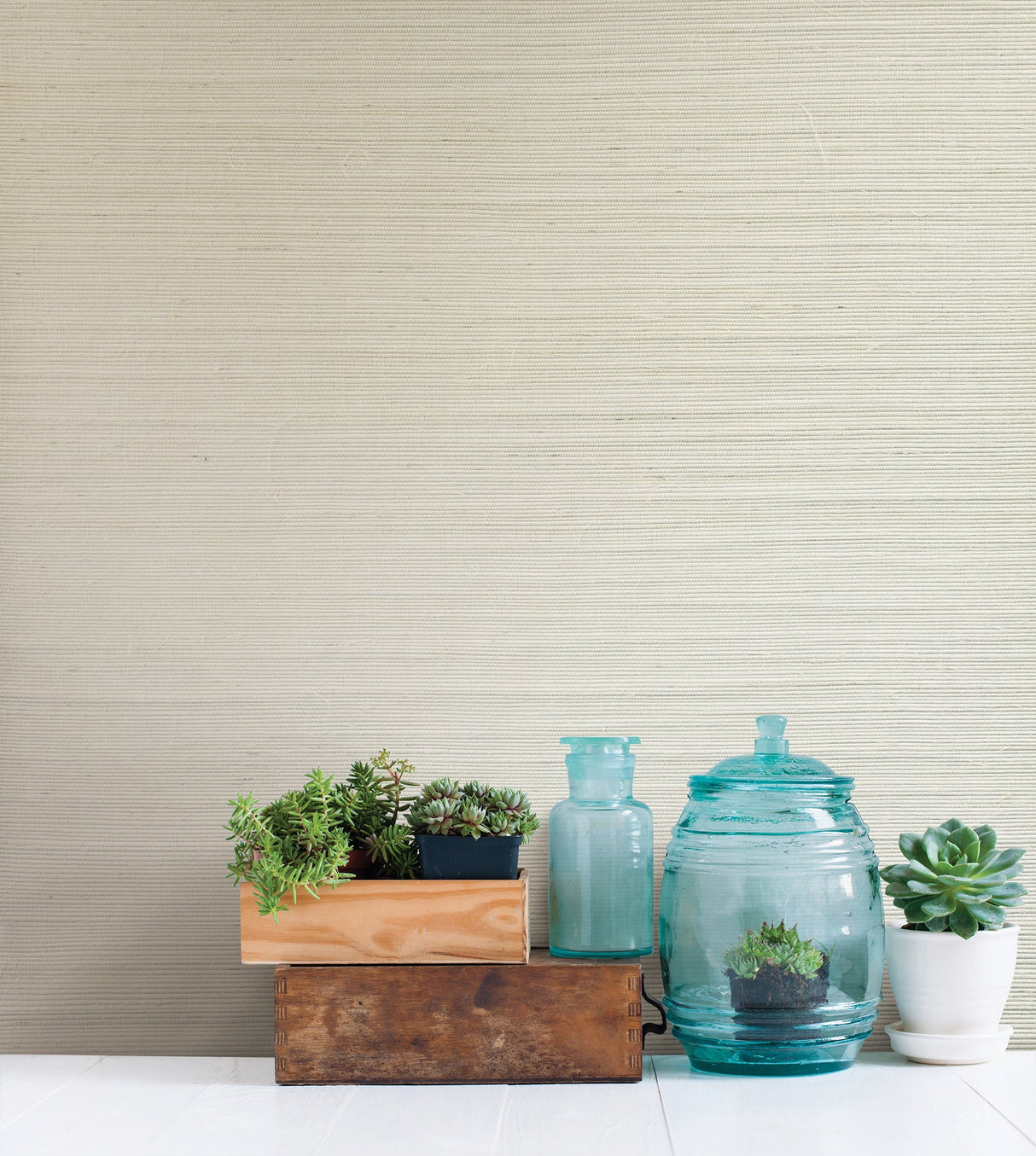 Kenneth James 63-65651 Ling Cream Grasscloth Wallpaper